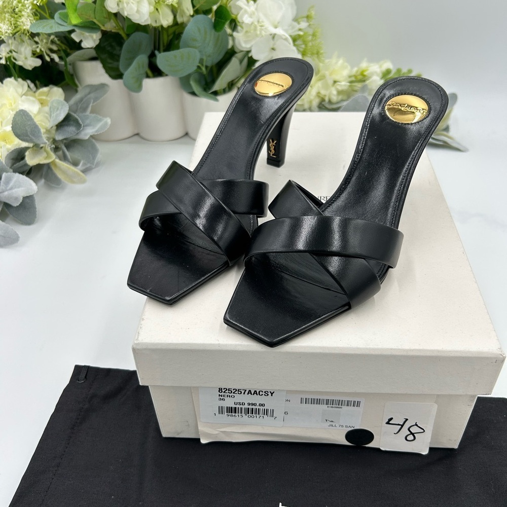 Women's Saint Laurent, Jill 75 leather mules size 36 made in Italy - Picture 12 of 12